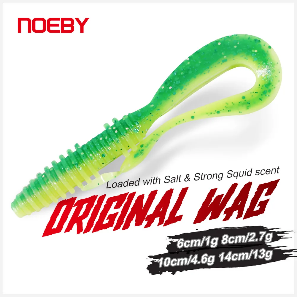 Noeby Weiche Silikonköder, 6 cm, 8 cm, 10 cm, 14 cm, spezieller Schwanz, Wurm, Swimbaits, Wobbler, künstlicher weicher Köder für Crap Bass, weiche Köder