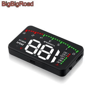 

BigBigRoad Car Hud Display For Porsche Macan Panamera 718 911 918 Spyder Cayenne Boxster Windshield Projector Overspeed Warning