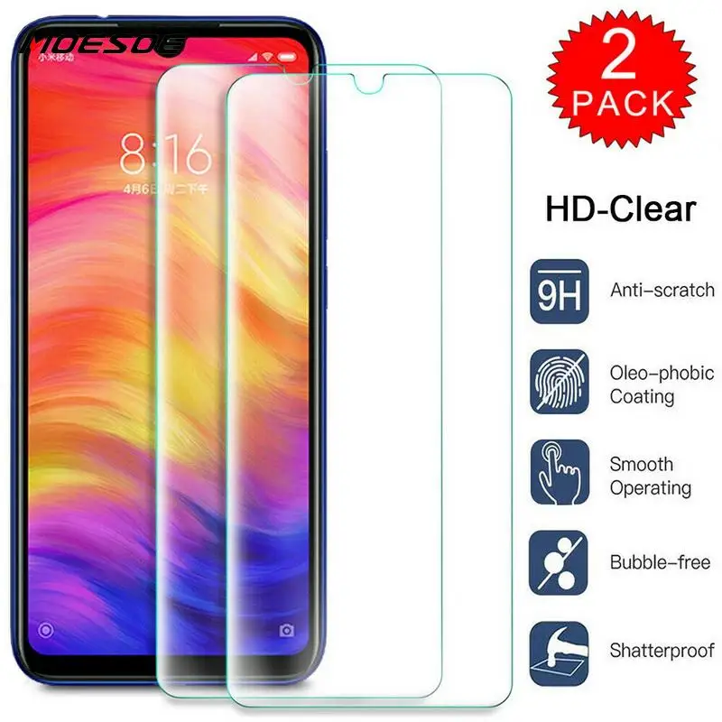 

2PCS Screen Protector For Xiaomi Redmi Note 8 7 Pro 7A HD Clear Tempered Glass Protective Film Front Cover