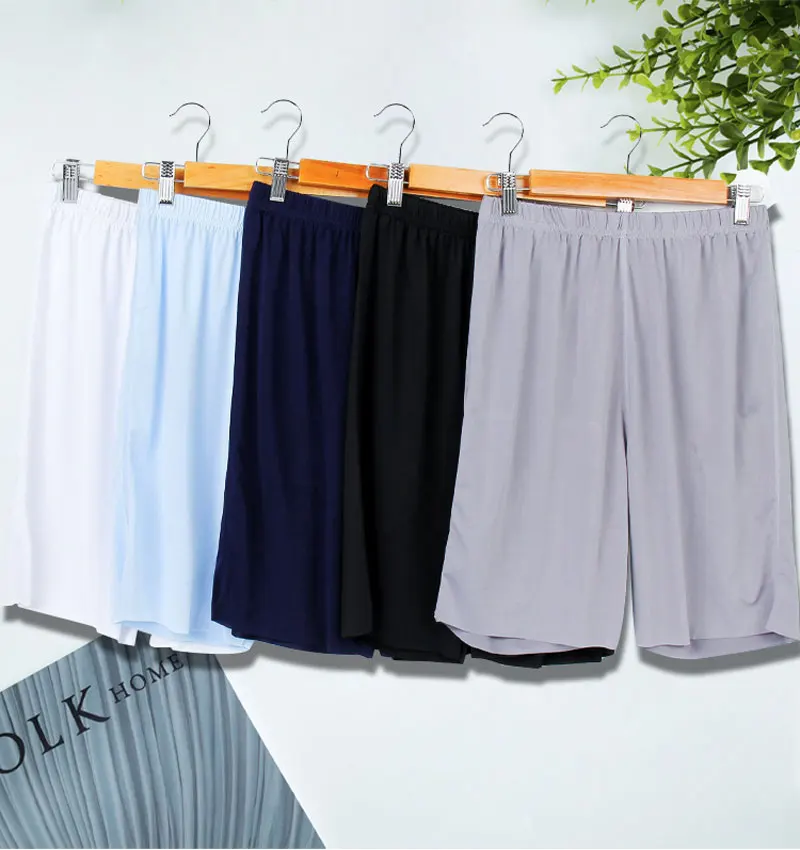 Ice Silk Summer Large Size Men's Shorts Modal Casual Sleep Pants Thin Cool Loose Shorts Sleepwear Mens Sleep Bottoms Homewear mens loungewear sets