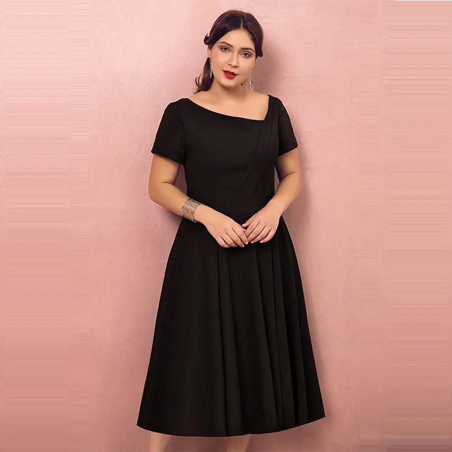 Платье для выпускного вечера с квадратным воротником, Vestidos De Gala T414, размера плюс, новые женские вечерние платья, черное простое платье средней длины для выпускного вечера