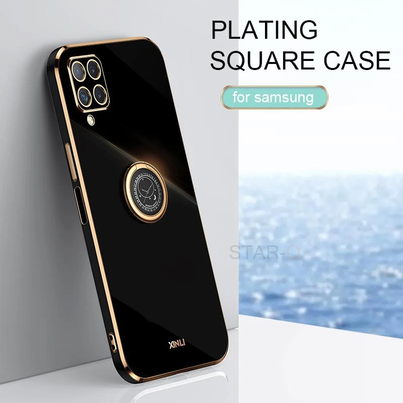 best iphone 12 mini case Luxury Plating Ring Holder Square Phone Case For Samsung Galaxy A12 A22 4g 5g A51 A71 A31 A21s A50  Silicone Stand Cover A 12 51 phone cases for iphone 12 mini 