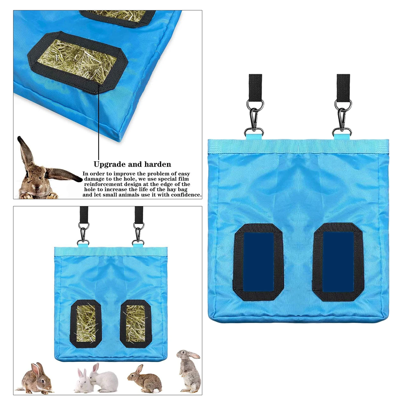 ing Guinea Pigs Rabbits Hay Bag Feeding Feeder Racks - 2 Openings - 23 x 28cm