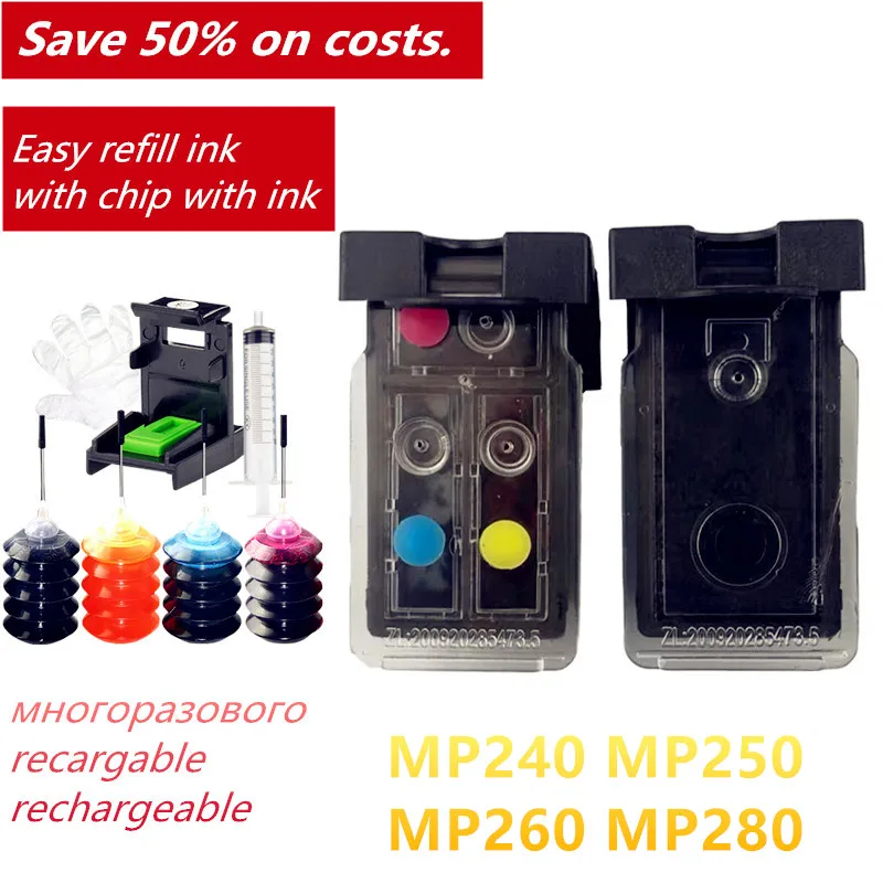 

PG510 CL511 Refillable Ink Cartridge Replacement for Canon PG 510 CL 511 for MP240 MP250 MP260 MP280 MP480 MP490 IP2700 MP499