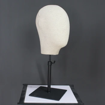 

21' Beige Heavy Duty Canvas Head for Wigs with Stand Base, 4 Styles Optional