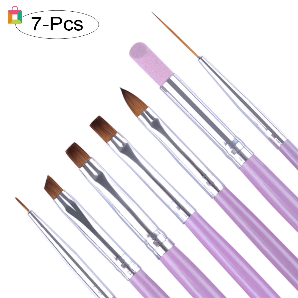 

BeautyBigBang 7PCS Nail Art UV Gel Painting Brushes Pingkou Phototherapy Crystal Carving Sanding Pen Set
