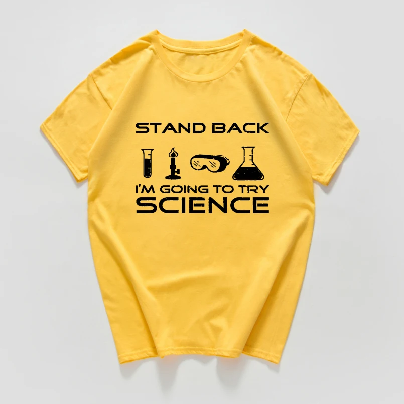 Stand back i am'm to try science забавная Футболка мужская хип-хоп хипстерская уличная футболка homme мужская одежда harajuku Топ