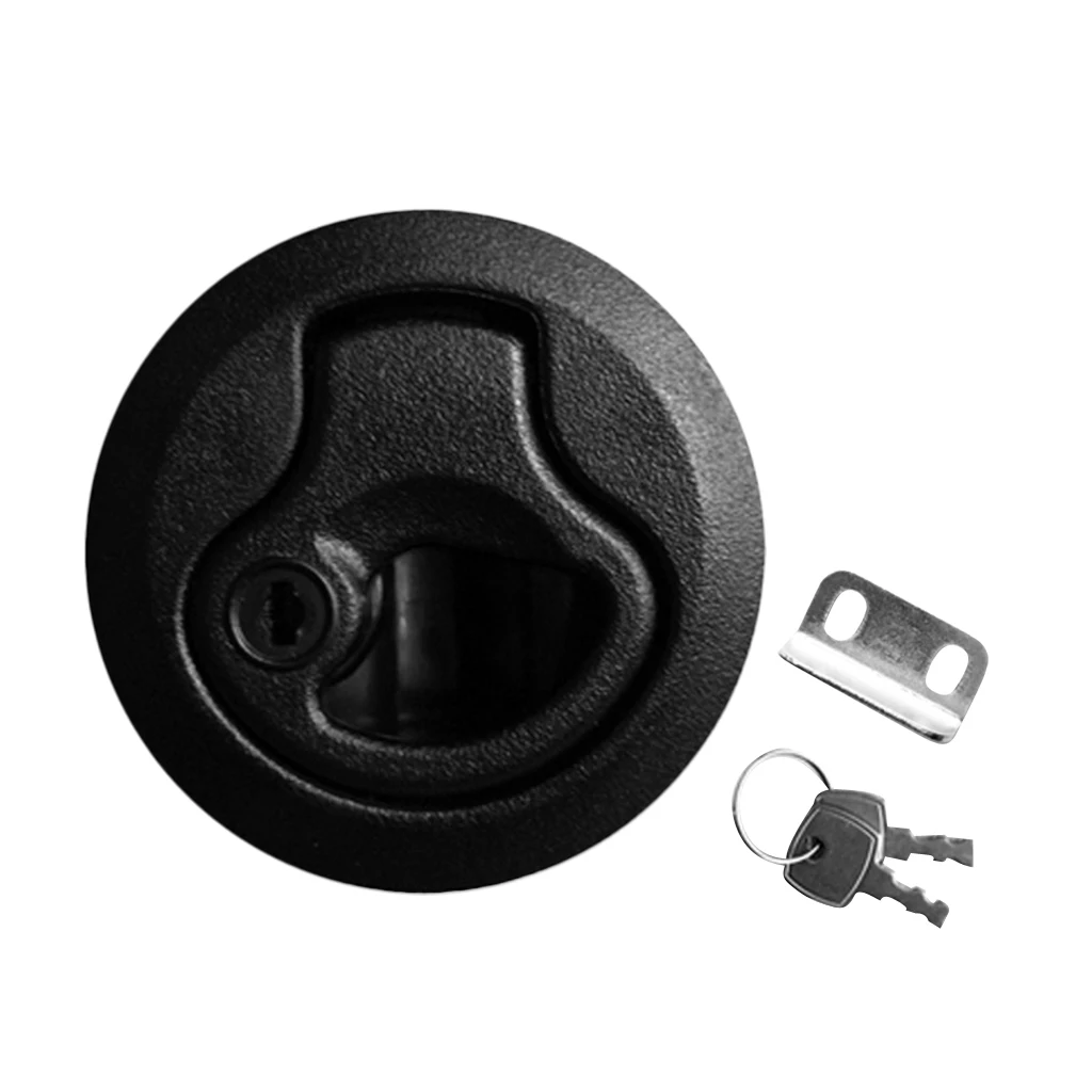 Round 2'' Flush Pull Slam Latch with Keys for Boat Deck Hatch 1/4'' Door - Locking Style