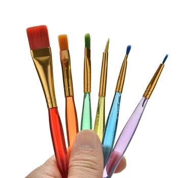

6 Pcs/Set Kids Student Watercolor Gouache Painting Pen Nylon Hair Red Wooden Handle Paint Brush Set Drawing Art Supplies
