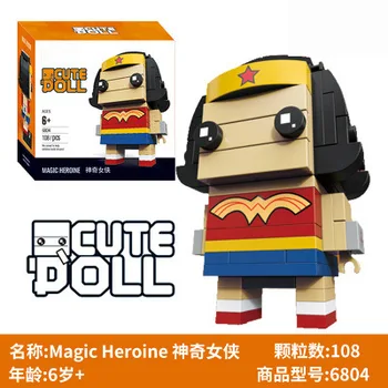 

Wonder Women Mini Headz Brick Joker Captain America Building Blocks Aquaman pirate Figures Toys for children 6804