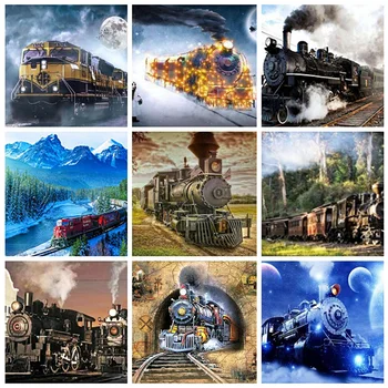 

FANYUE new arrive 5D Diamond Painting Full Drill round Old train Diamond Embroidery Cross Stitch Mosaic Gift Decor living room