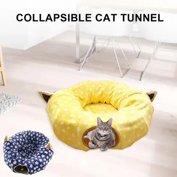 

Collapsible Cat Tunnel Pet Nest Cat Tunnel Pet Toy Play Rainbown Foldable Tunnel Brown Plush Cat Cave Bed Pet Supplies
