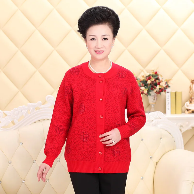 

Men Woollen Sweater Middle-aged Cardigan Elderly Sweater Knit Sweater Coat Father Mom And Dad-