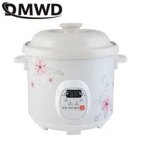DMWD Electric Slow Cooker 1.5L Mini Health Pot Stew Soup Porridge Time Control Ceramic Baby Food Cooking Machine Meal Steamer 2