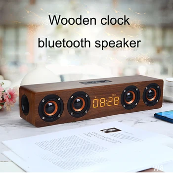 

W8C New Wooden USB Wireless Bluetooth Speaker For Phone Computer music Sound Blaster Alarm Clock Retro 20W Power 4 Speakers