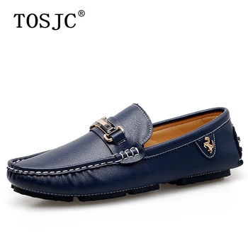 

TOSJC Man Loafers Buckle Design Boat Shoes Handmade Flat Moccasins Breathable Slip on Driving Shoes Lightweight Man Casual Shoes