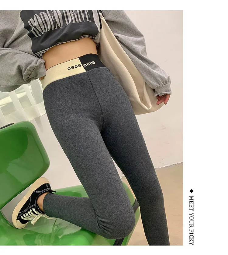 Jielur хлопковые спортивные Леггинсы женские эластичные штаны с высокой талией корейская мода пэчворк обтягивающие серые черные леггинсы женские M-XL