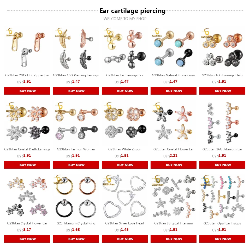 G23tian хирургические титановые хрустальные цветочные серьги-гвоздики для ушей, Хрящевые серьги, пирсинг на спирали, 16 датчиков, серебряные серьги-гвоздики, кольца для губ