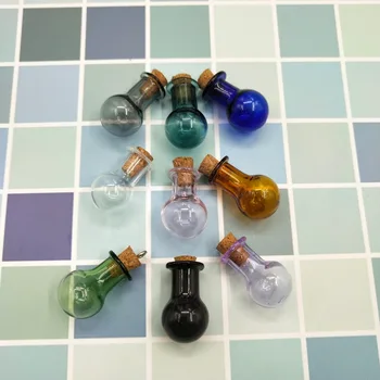 

100PCS 9 Colors Round Ball Christmas Wish Bottles Small Empty Cork Glass Bottles Vials For Holiday Wedding home Decoration Gifts