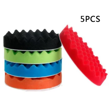 

5 Pieces 7-inch Car Polisher Soft Wave Foam Waffle Pad Buffing Sponge Pads Kit