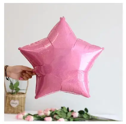 pink 5pcs/lot 18inch Gold Laser Metallic Star Foil Balloons Wedding Kid Bridal Shower Birthday Party Decor Helium Inflatable Globos - Цвет: pink