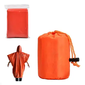 

Outdoor Survival Camping Hiking Insulated Raincoat Temperature Warm Aluminum Foil Poncho Emergency Survival Sleeping Bag