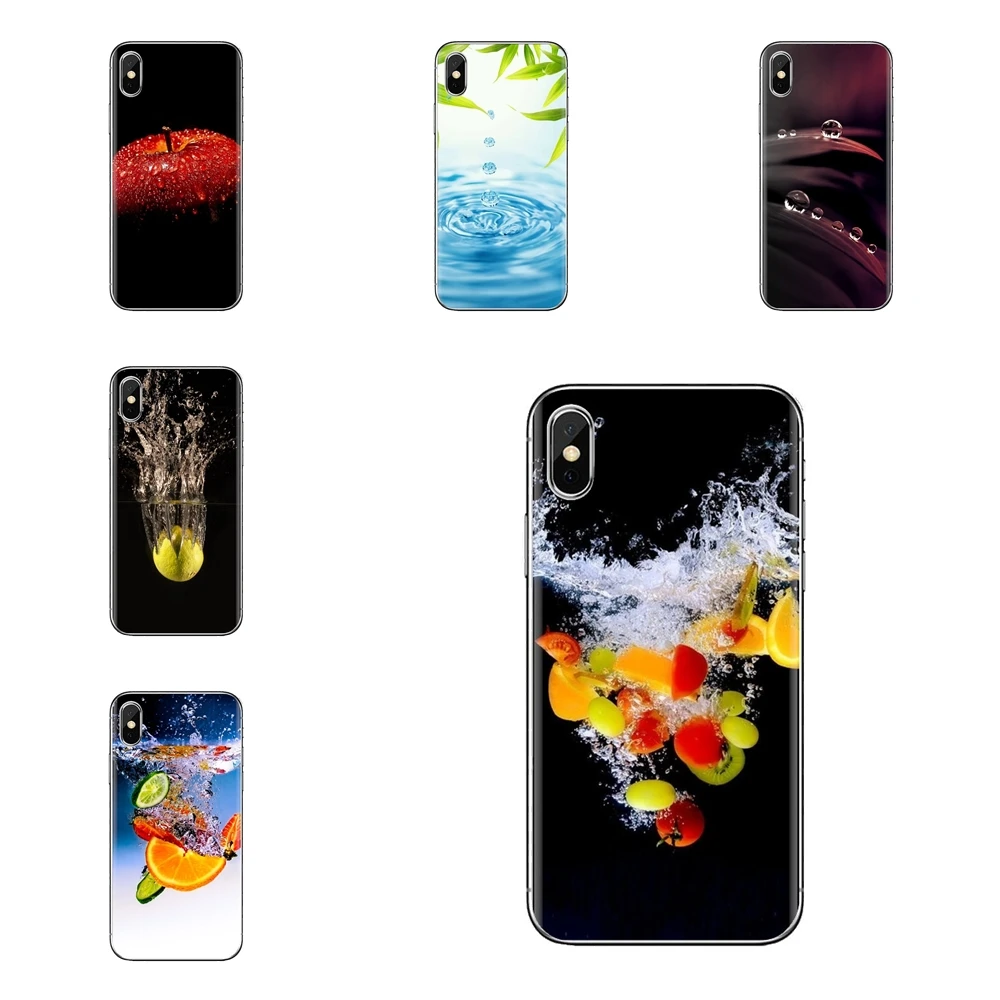 Чехол для еды Яблоки Фрукты вода брызги капли iPhone XS Max XR X 4 4s 5 5S 5C SE 6 6S 7 8 Plus samsung Galaxy