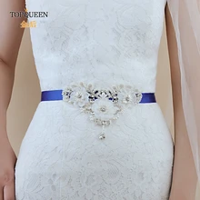 TOPQUEEN S354 свадебные цветочные повязки для вечерних платьев пояс с бахромой женские свадебные Ремни цветы с жемчугом бисером цветок створки