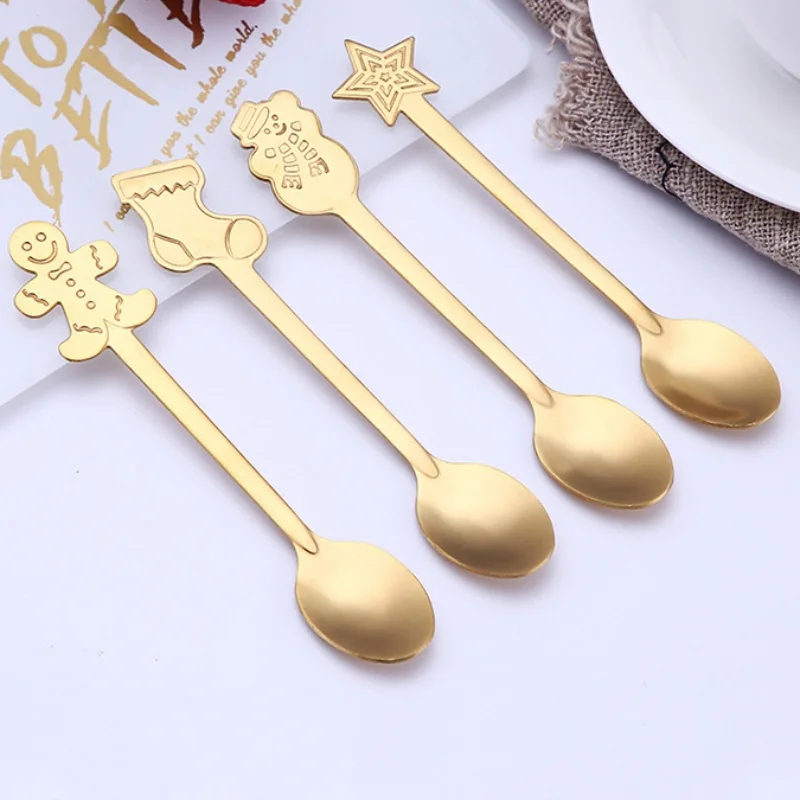 4 шт., Рождественская ложка для дозирования детского питания, Обучающие ложки из нержавеющей стали для бутылочек с молоком, посуда