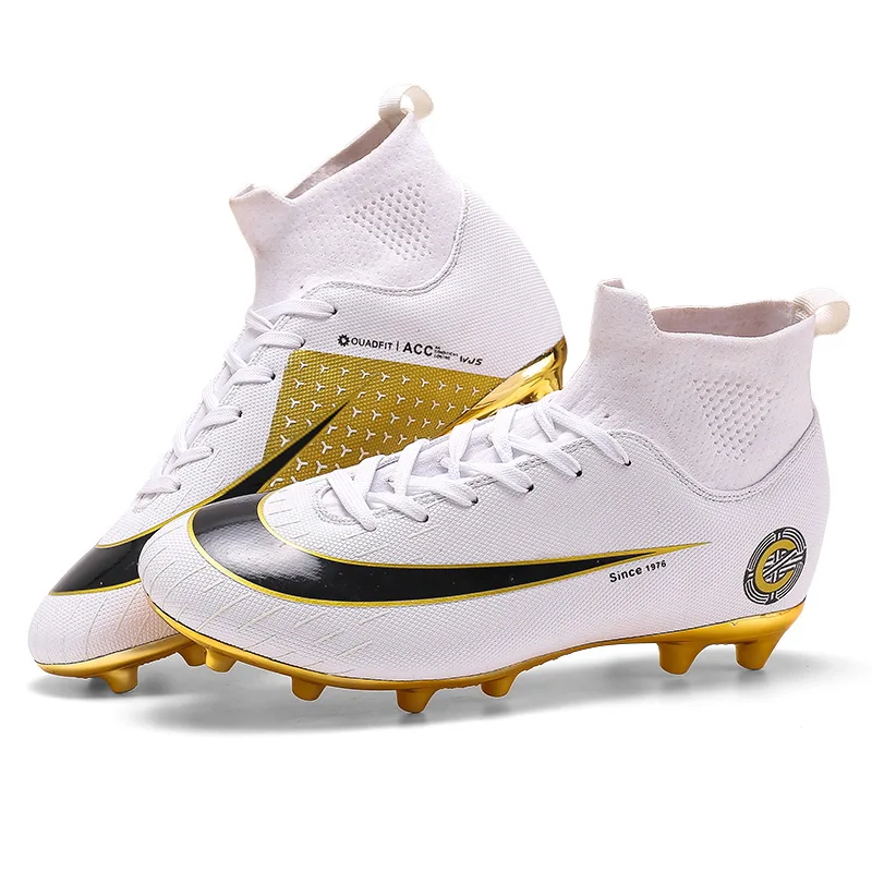 White Golden Men Football Boots Botas 