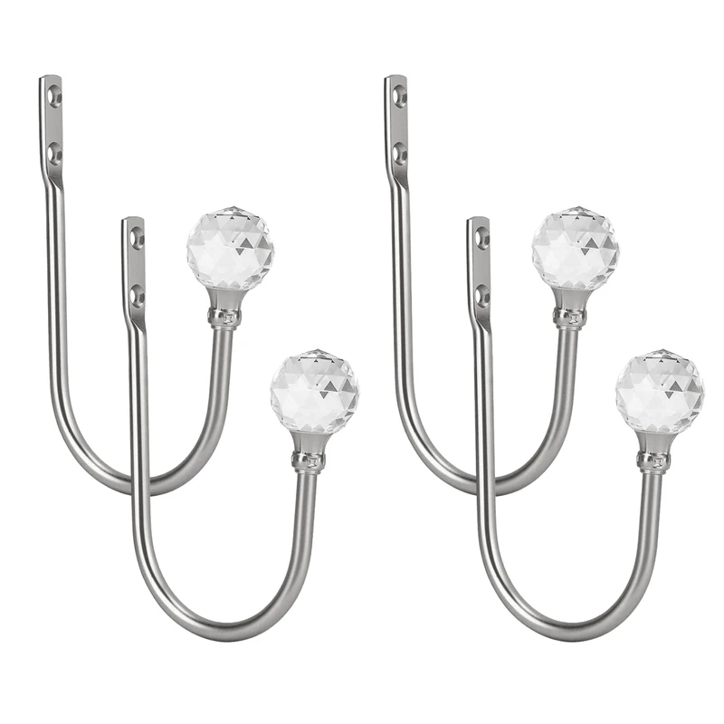 4 Pcs Curtain Drapery Holdbacks, Curtain Tieback Hooks Wall Mounted Curtain Holdbacks, Window