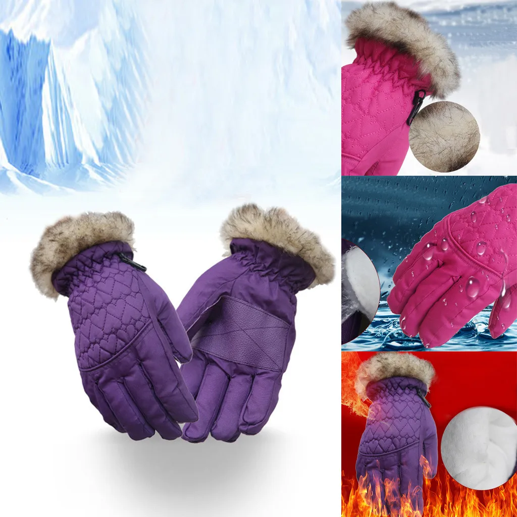 Детские зимние теплые перчатки для мальчиков и девочек, лыжные, велосипедные, зимние, теплые, зимние, велосипедные, спортивные, водоотталкивающие, противоскользящие, уличные перчатки