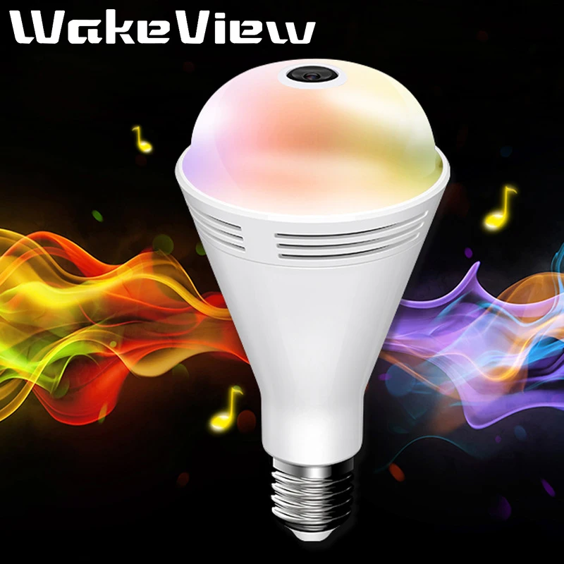 WakeView светодиодная беспроводная панорамная HD ip-камера рыбий глаз WiFi лампа для