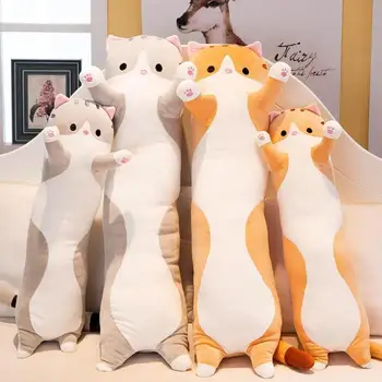 

Creative Long Cat Soft Plush Toys Office Lunch Break Nap Sleeping Pillow Cushion Cute Cat Stuffed Plush Doll For Children Gifts