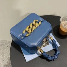 

Thick Chain Design Crossbody Messenger Bags Short Handle for Women 2021 Box Shape Evening Bag Shoulder Handbags Purse