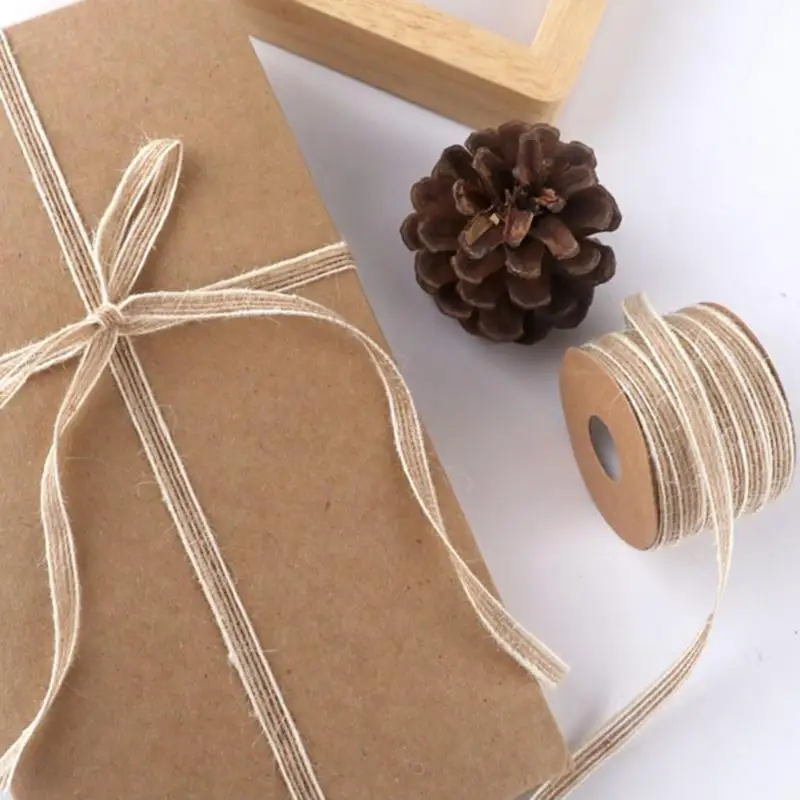 Лента из мешковины, натуральный шпагат, Hessian Jute, для рукоделия, деревенская, свадебная, Рождественская вечеринка, удобные украшения, аксессуары