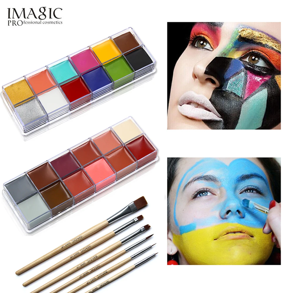 IMAGIC 12 вспышек цвета чехол Татуировка лицо боди краска Хэллоуин Вечеринка