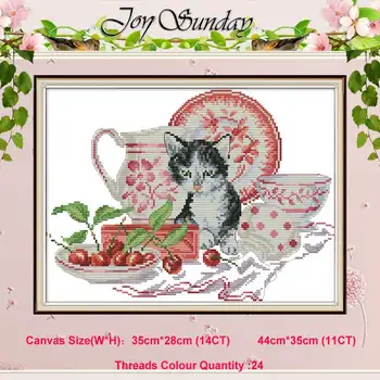 

Cat And Porcelain animals counted 11CT 14CT Cross Stitch Sets DIY wholesale Cross-stitch Kits Embroidery Needlework Home Decor
