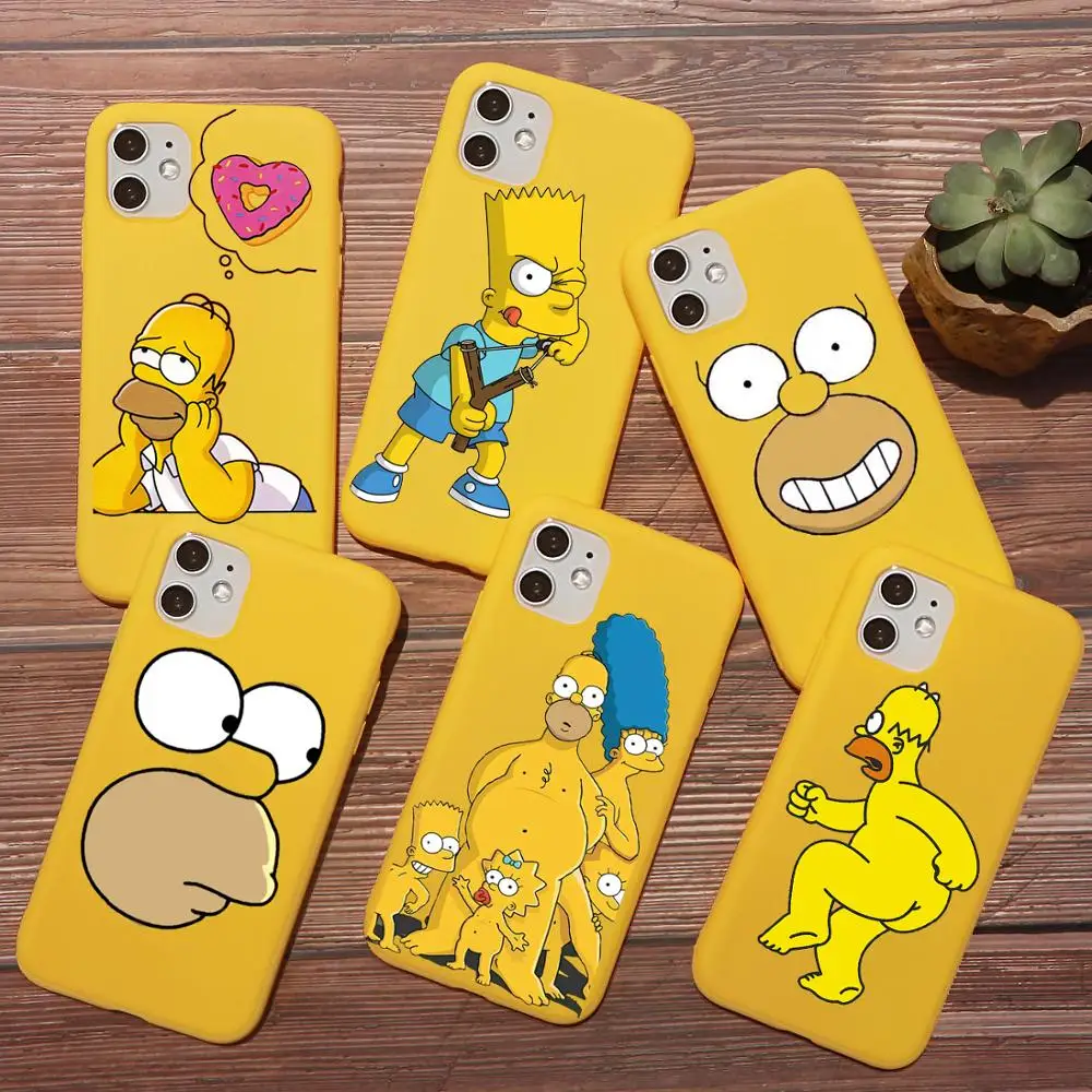 

Homer J Simpson funny Bart Simpson Coque Cartoon Phone Case For iPhone 12 PRO MAX 6s 8 7 Plus XR XS Max SE 2020 11 TPU Red case