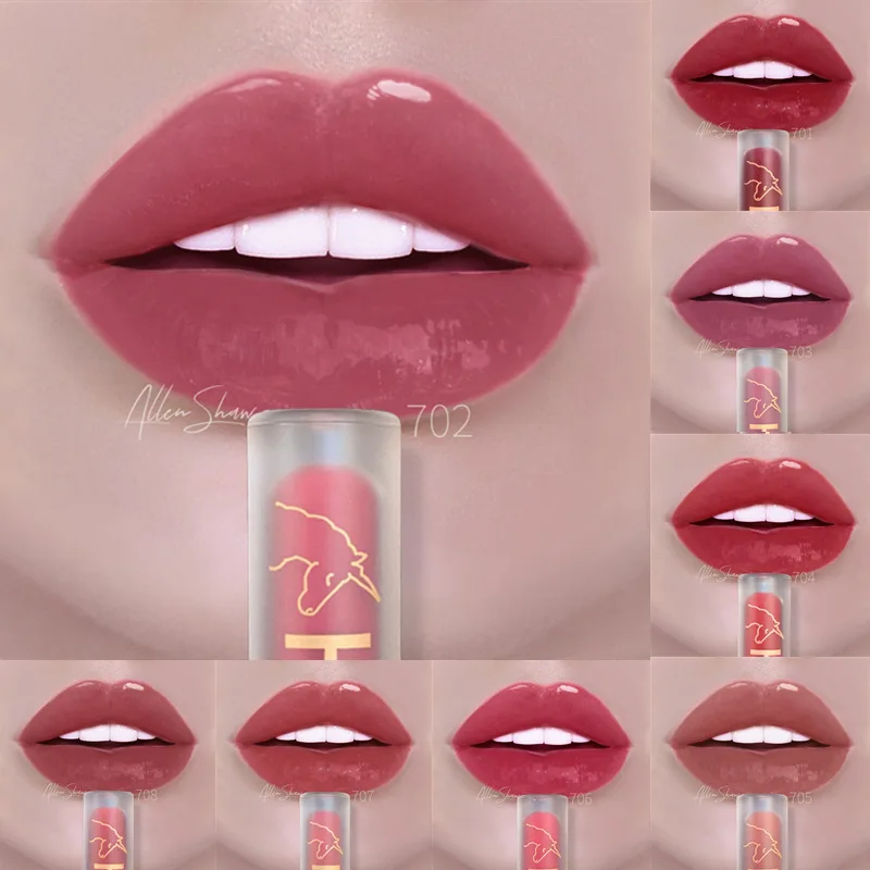 Nude rosa brilho labial shimmer à prova dwaterproof água longa duração labial matiz hidratar lábio plumper cremoso líquido batom lábios tatuagem