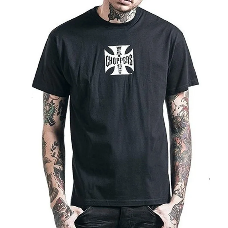 Мужская футболка с круглым вырезом West Coast Choppers летняя хлопковая короткими