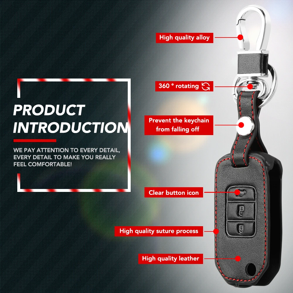 Кожаный чехол для ключей автомобиля для Honda Civic X-RV Jazz Greiz Crdder 3 кнопки складной пульт дистанционного управления брелок Защитная крышка брелок аксессуары