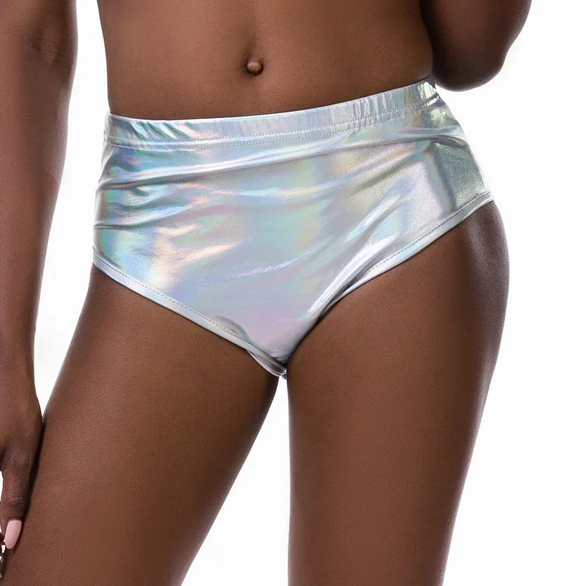 A laser holográfico apertado quente shorts sexy