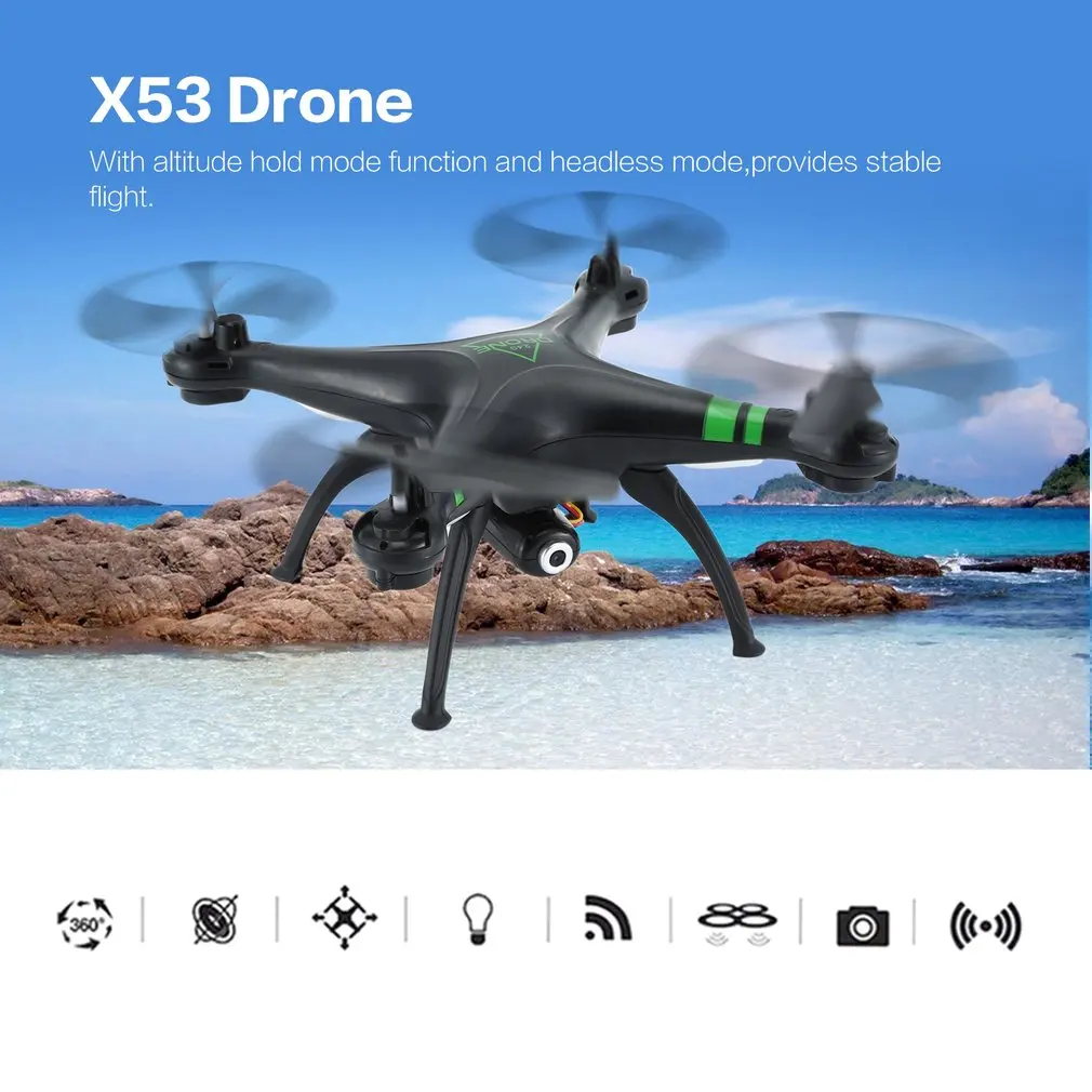 Дрон X53 FPV с 480 P/720 P/1080 P WiFi HD камерой режим удержания высоты Безголовый 3D флип Радиоуправляемый вертолет передача в реальном времени