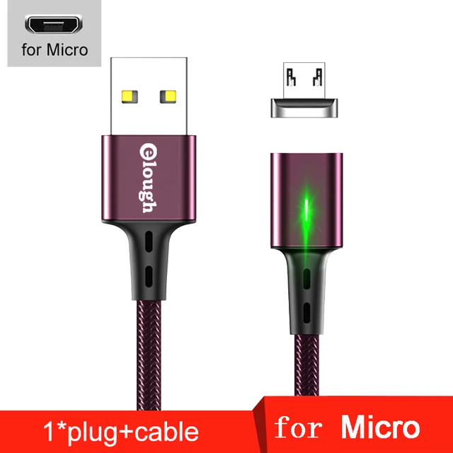 Elough Quick Magnetic Charger 3.0 4.0 Micro USB Cable for iPhone 8 POCO X3 Xiaomi Fast Magnetic Phone Charging Cord Type C Cable For Micro Red