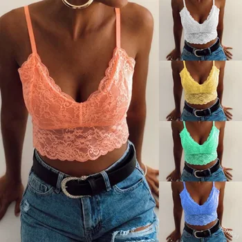 

WEPBEL Women Camisoles & Tanks Lace Shoulder Strap Sexy V-neck Seamless Top Bra Women's Underwear Fashion