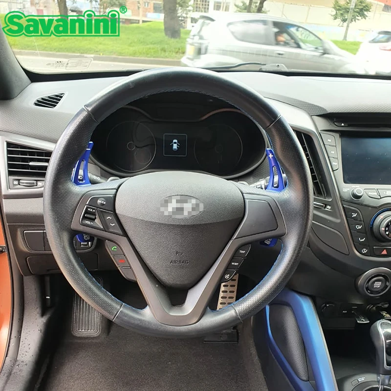 Savanini Aluminum 2pcs Car DSG Steering Wheel Shift Paddle Shifter Extension For Hyundai Veloster 2015 interior accessories | Автомобили и
