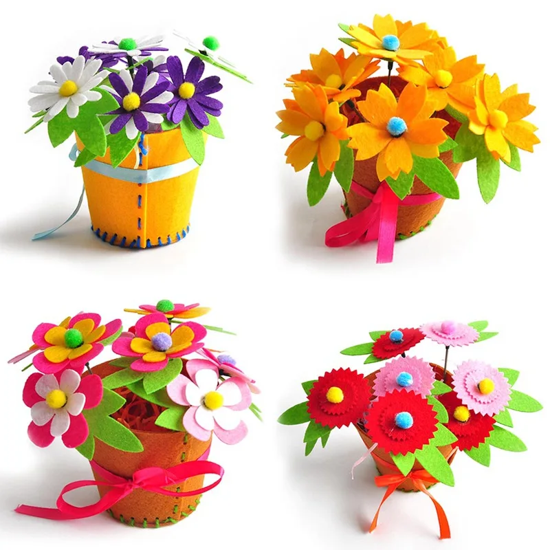 

Creative Fabric Handmade Flower Baskets Toy Kids DIY Craft Material Kits Creative Kindergarten Educational Children Girls