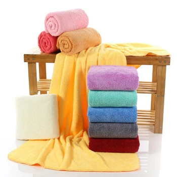 

2019 Ultra Soft Coral Fleece Bath Towel Korean Multi-Color High Quality Water Absorbent Towel Large Size 70*140cm