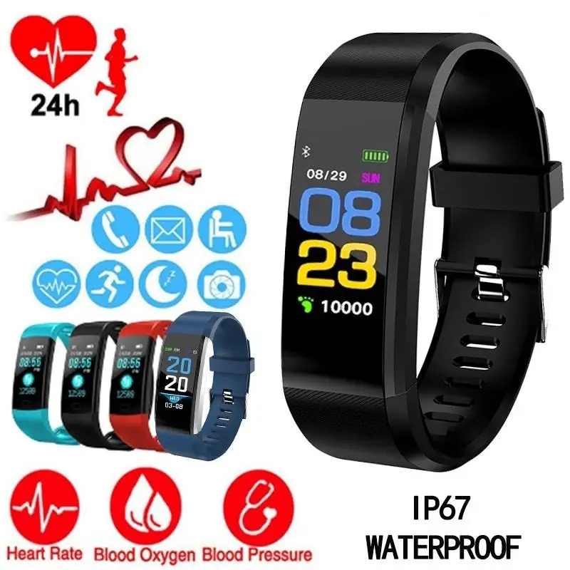 

Smart Watch Sports Fitness Heart Rate Tracker Blood Pressure wristband smartwatch IP67 Waterproof band Pedometer for IOS Android